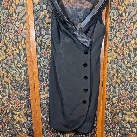 Vintage vest or dress Black Large collar, black button Size Medium - Picture 4 of 9